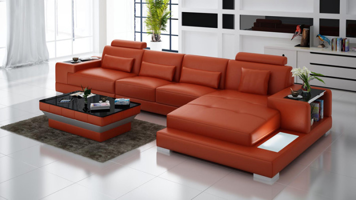 Leather sofa Couch Living landscape with USB Corner sofa Eck Suite Design Modern Sofa
