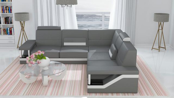 Leather sofa Corner sofa Sofa Couch Poster Corner suite Sofas Fabric Leather Suite new
