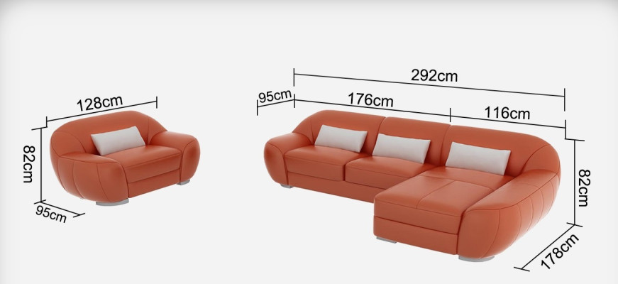 Leather sofa Couch Living landscape Corner sofa + Armchair Eck Suite Design Sofa with USB