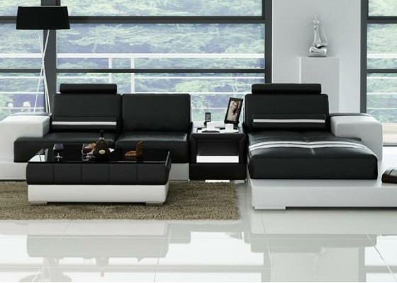 Leather sofa Corner sofa Sofa Couch Design Seat Upholstery Suite Living landscape 2725B