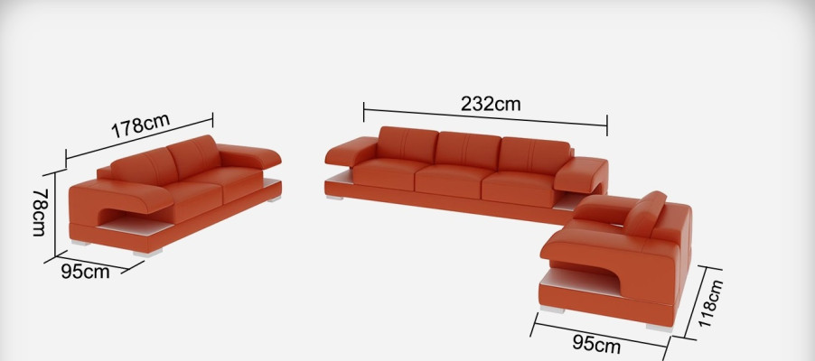 Leather sofa Couch Living landscape 3+2+1 Sofa set new Design Modern