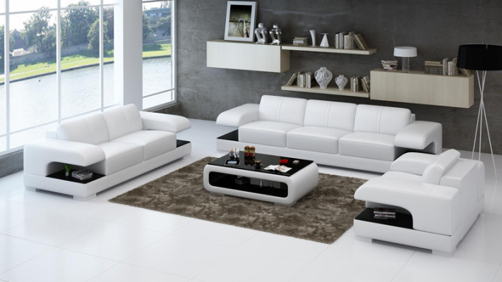 Leather sofa Couch Living landscape 3+2+1 Sofa set new Design Modern