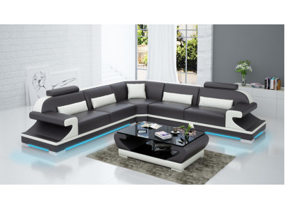 Leather sofa Couch Living landscape Modern Corner Corner sofa Sofa Design Suite
