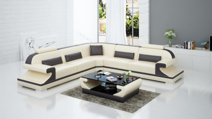 Leather sofa Couch Living landscape Modern Corner Corner sofa Sofa Design Suite
