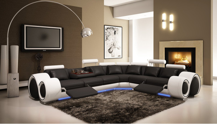 Leather sofa Couch Living landscape Corner sofa Corner Suite Design Modern Sofa A1163