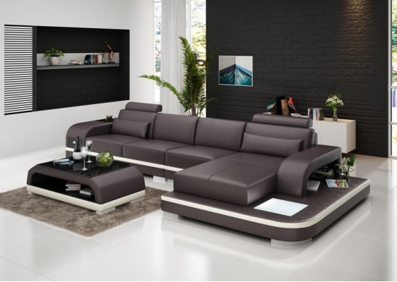 Modern elegant design L-shaped corner sofa from leather for timeless living spaces