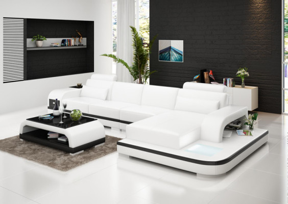 Modern elegant design L-shaped corner sofa from leather for timeless living spaces