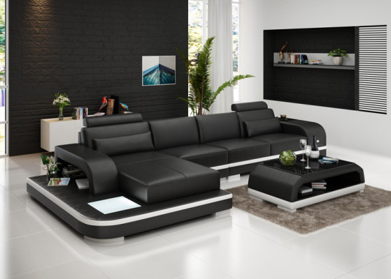 Modern elegant design L-shaped corner sofa from leather for timeless living spaces