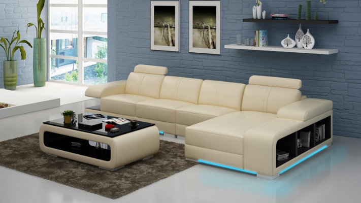 Modern Sofa L-shaped Corner sofa from Leather in a beautiful modern designer style