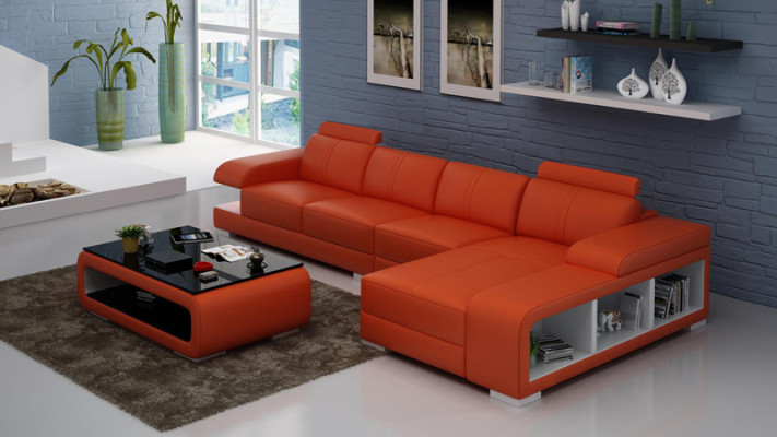 Modern Sofa L-shaped Corner sofa from Leather in a beautiful modern designer style