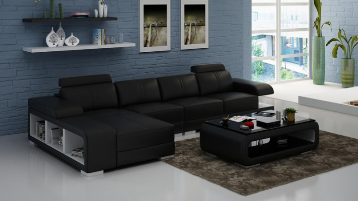 Modern Sofa L-shaped Corner sofa from Leather in a beautiful modern designer style
