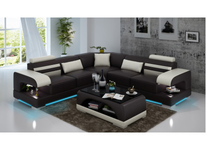 Leather Soft Couch Living landscape Corner sofa Corner Suite Design Modern Sofa USB
