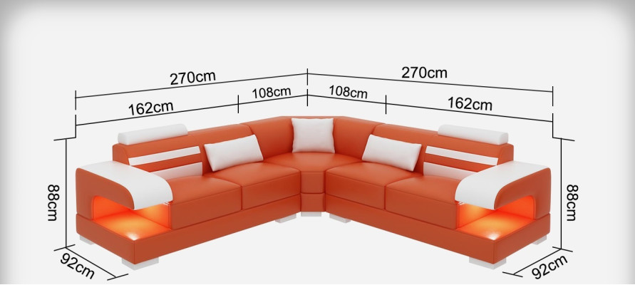 Leather Soft Couch Living landscape Corner sofa Corner Suite Design Modern Sofa USB