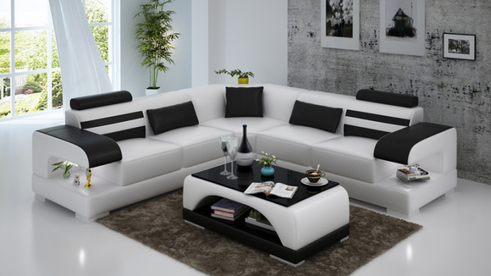 Leather Soft Couch Living landscape Corner sofa Corner Suite Design Modern Sofa USB