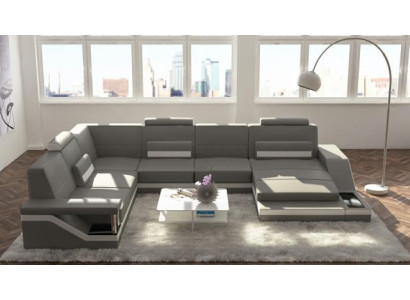 Designer Living landscape U-shape with USB Corner sofa Upholstery Suite Corner suite Sofa