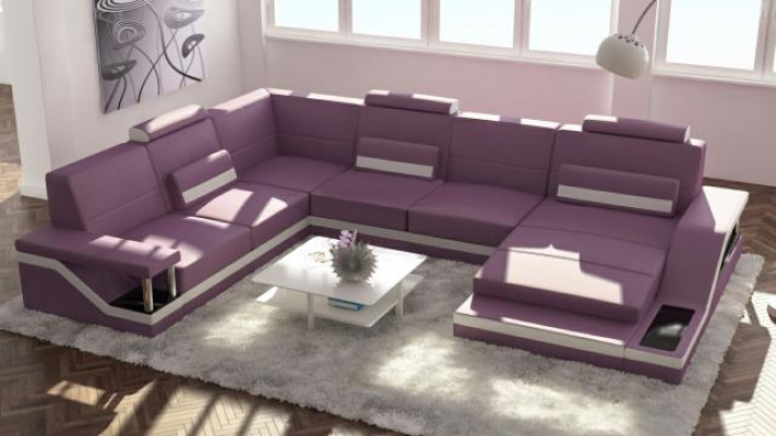 Designer Living landscape U-shape with USB Corner sofa Upholstery Suite Corner suite Sofa