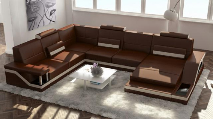 Designer Living landscape U-shape with USB Corner sofa Upholstery Suite Corner suite Sofa