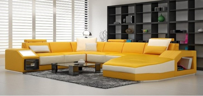 Living landscape Corner sofa Design Sofa with USB Upholstery Seat Corner U-shape White PHM110