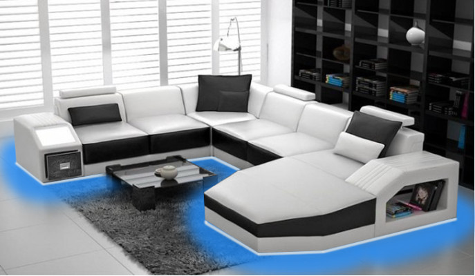 Living landscape Corner sofa Design Sofa with USB Upholstery Seat Corner U-shape White PHM110