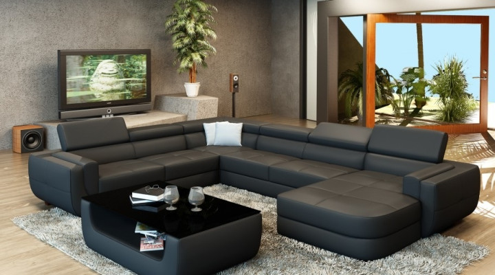 Upholstery Leather Sofa Sofa + USB Living landscape U-shape XXL Big Orange Couch Corner sofa