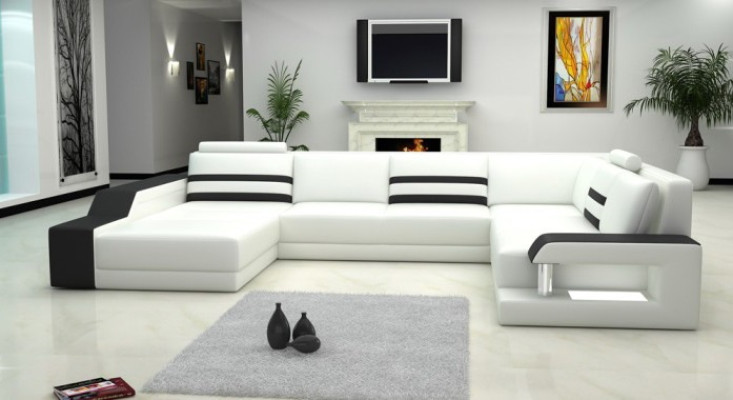 Designer sofa Corner sofa with USB, leather sofa Upholstery Seat Corner Suite LED Couch