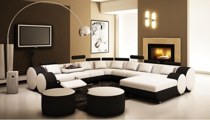 Designer leather sofa with USB XXL Living landscape Sofa Upholstered corner Corner sofa new Sofas