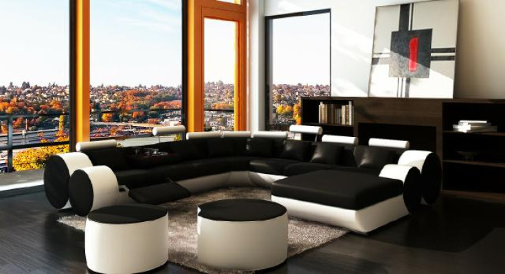 Designer leather sofa with USB XXL Living landscape Sofa Upholstered corner Corner sofa new Sofas