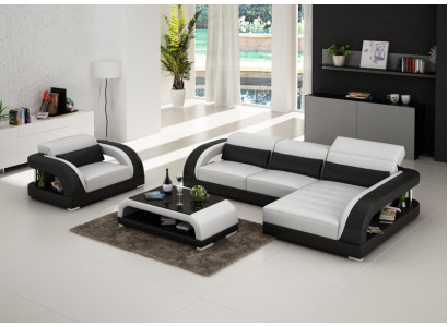 Leather sofa Couch Living landscape Corner sofa Armchair Set Suite Design Sofa USB new
