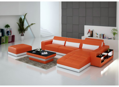 Leather sofa Couch Living landscape Corner sofa Corner Suite Design Modern Sofa G8019E