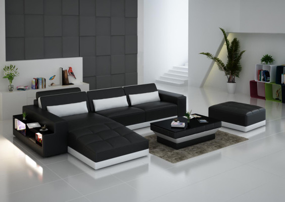 Leather sofa Couch Living landscape Corner sofa Corner Suite Design Modern Sofa G8019E