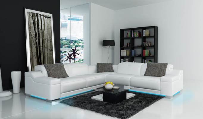 Leather sofa sofa couch living landscape corner sofa modern corner suite design