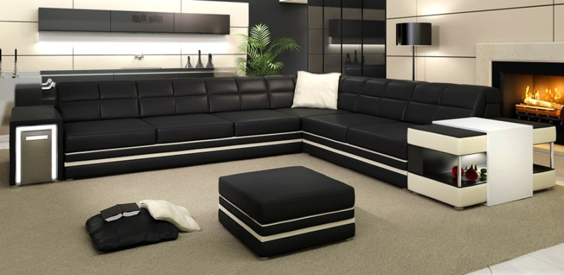Designer sofa Corner sofa Couch Leather sofa Upholstery Seat Corner Suite +Light new PH3026