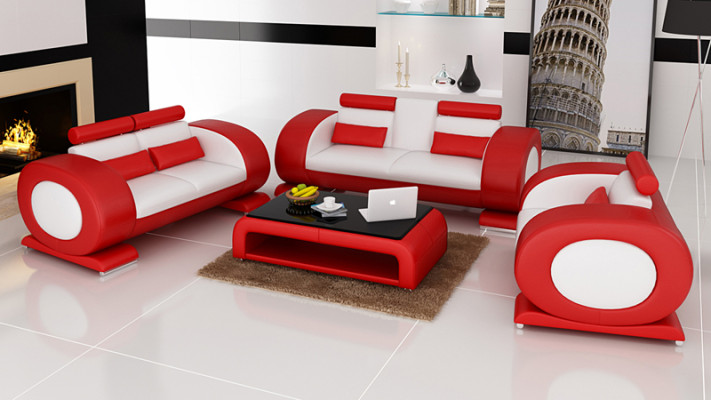 Leather sofa Couch Living landscape 3+2+1 Seater Suite Design Modern