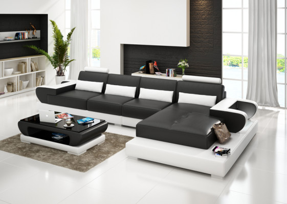 Leather sofa Couch Living landscape Corner sofa Corner Suite Design Modern Sofa G8003C