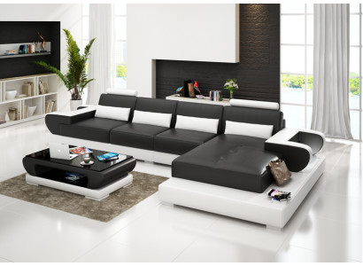 Leather sofa Couch Living landscape Corner sofa Corner Suite Design Modern Sofa G8003C