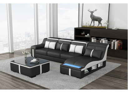 Corner Sofa Couch Upholstery Corner Seat Leather Suite Illuminated L-shape G8047C