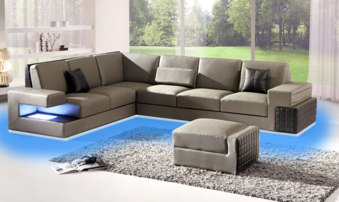 Modern Corner sofa Couch Upholstery Seat Leather Design Sofa Suite Living landscape