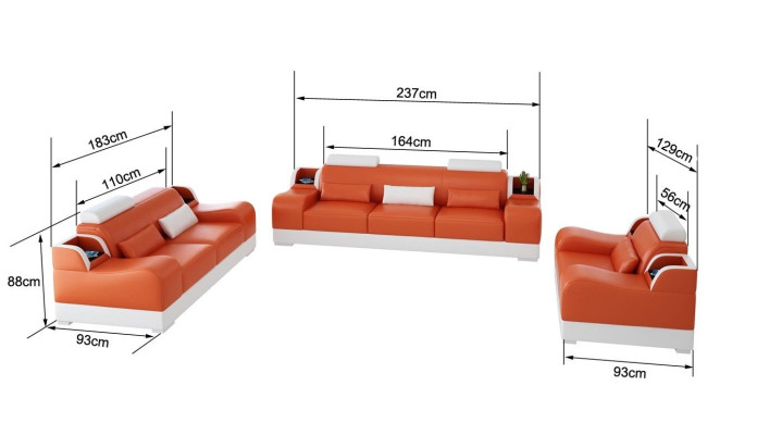 Sofa set Couch Upholstery Sofa 3+1+1 Sets Design Leather 3pcs. Complete set
