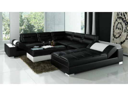 Leather sofa Corner sofa + USB Suite Upholstery U-shape Couch Sofa Design Living landscape