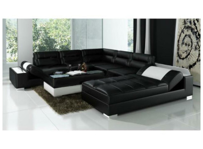 Leather sofa Corner sofa + USB Suite Upholstery U-shape Couch Sofa Design Living landscape