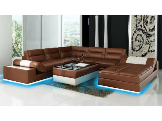 Leather sofa Corner sofa + USB Suite Upholstery U-shape Couch Sofa Design Living landscape