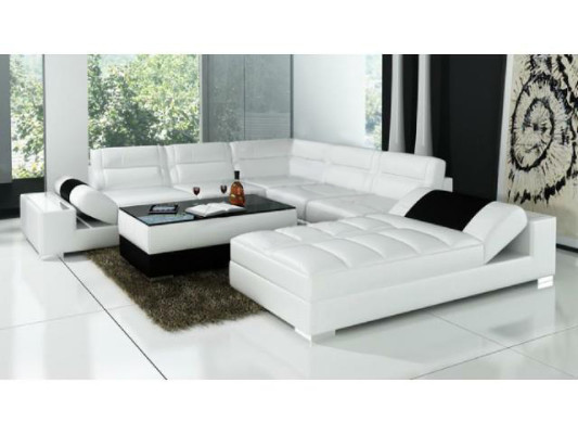 Leather sofa Corner sofa + USB Suite Upholstery U-shape Couch Sofa Design Living landscape