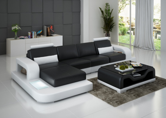 Leather sofa Couch Living landscape Corner sofa Corner Suite Design Modern Sofa G8007C
