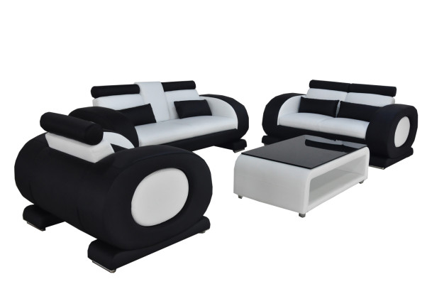 Sofa Couch Leather Seat 3+2+1 Complete Set Suite Designer Modern