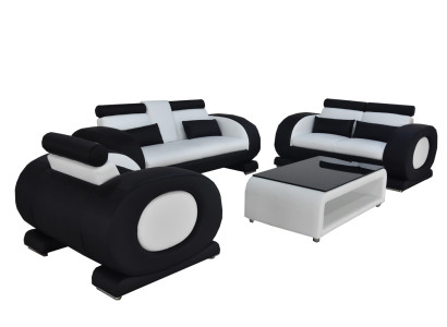 Sofa Couch Leather Seat 3+2+1 Complete Set Suite Designer Modern