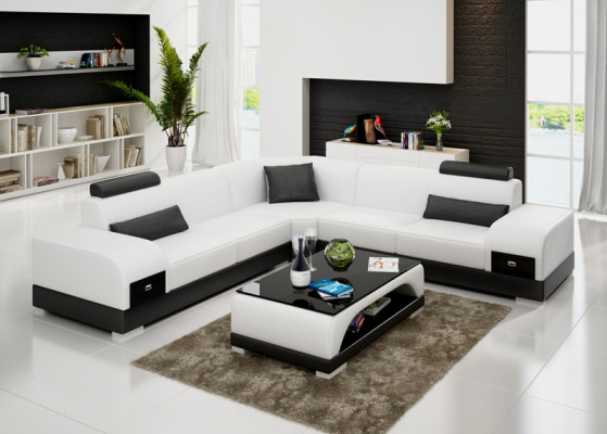 Leather sofa Couch Living landscape Corner sofa Corner Suite Design Modern Sofa USB new