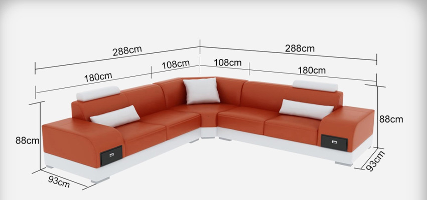 Leather sofa Couch Living landscape Corner sofa Corner Suite Design Modern Sofa USB new