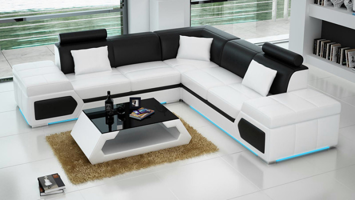 Leather sofa L-shape Couch Living landscape Corner sofa Suite Design Modern Sofa + USB