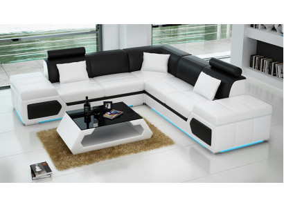 Leather sofa L-shape Couch Living landscape Corner sofa Suite Design Modern Sofa + USB