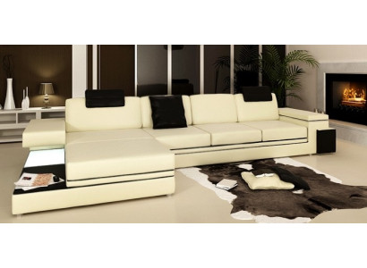 Living room sofa leather sofa upholstered couch seating set modern illuminated LED + USB